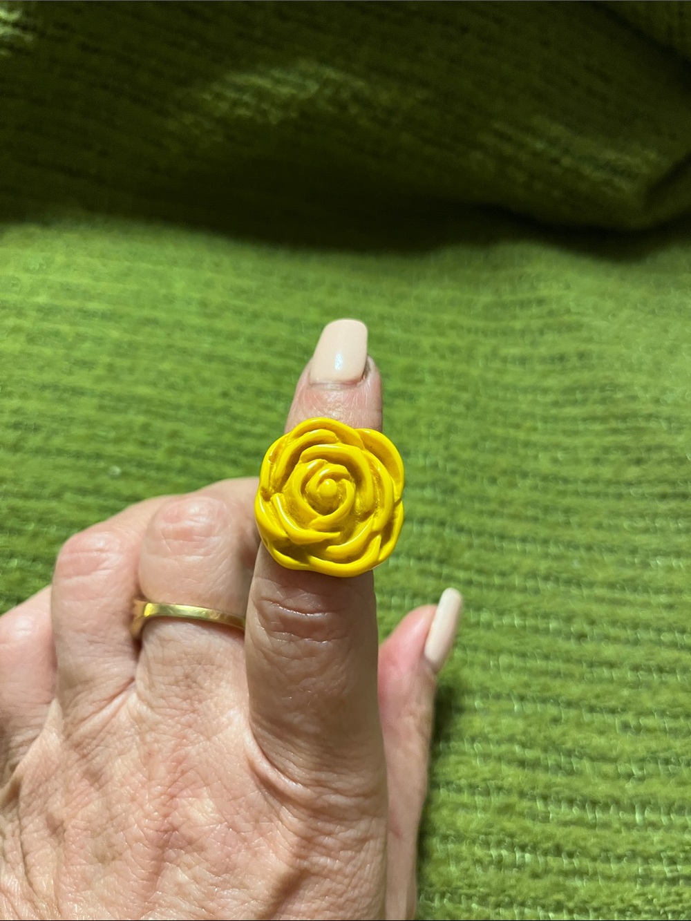 Vintage Yellow Rose acrylic Statement Ring